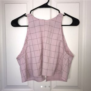 Rare! American Apparel cropped grid top in pink ✨